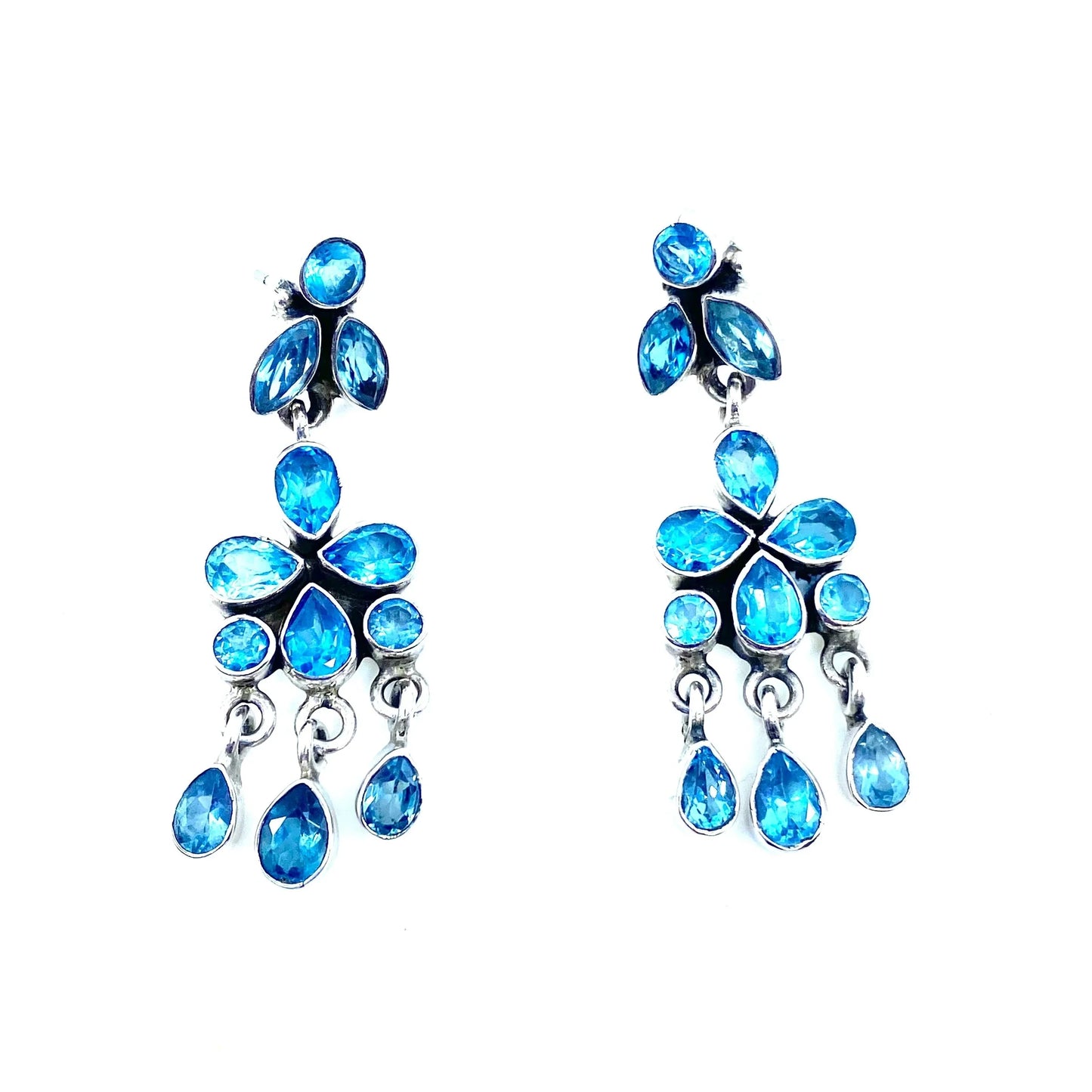 Vibrant Blue Topaz Sterling Silver Statement Earrings