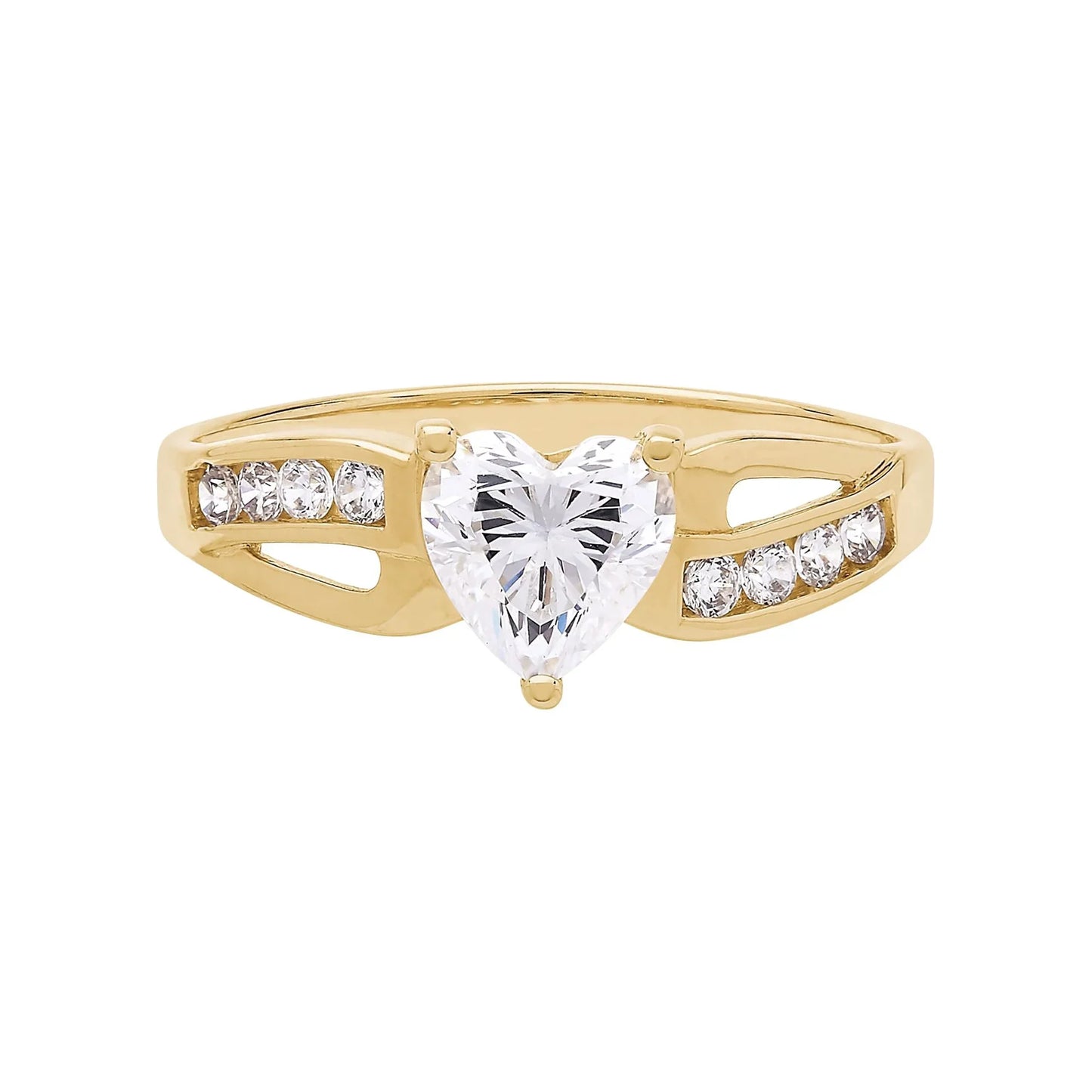 Brilliance Fine Jewelry Cubic Zirconia Heart Ring in 10K Yellow Gold,Size 8