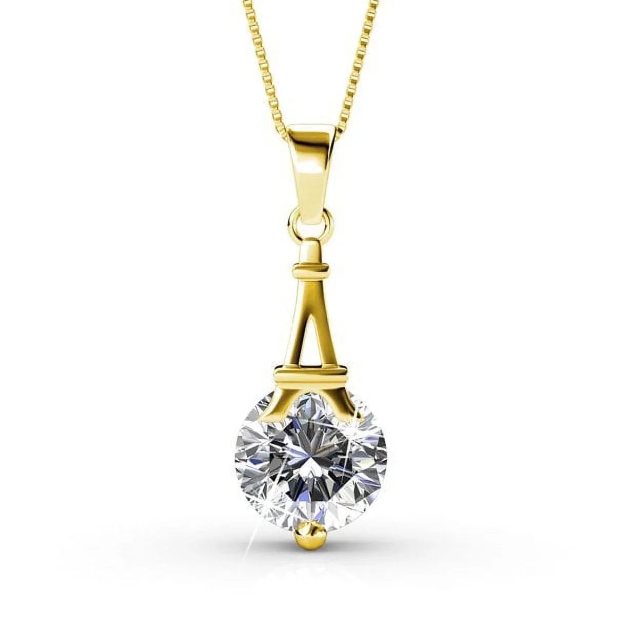 Cate & Chloe Isla 18k Yellow Gold Plated Pendant Necklace with Swarovski Crystal Gift for Women