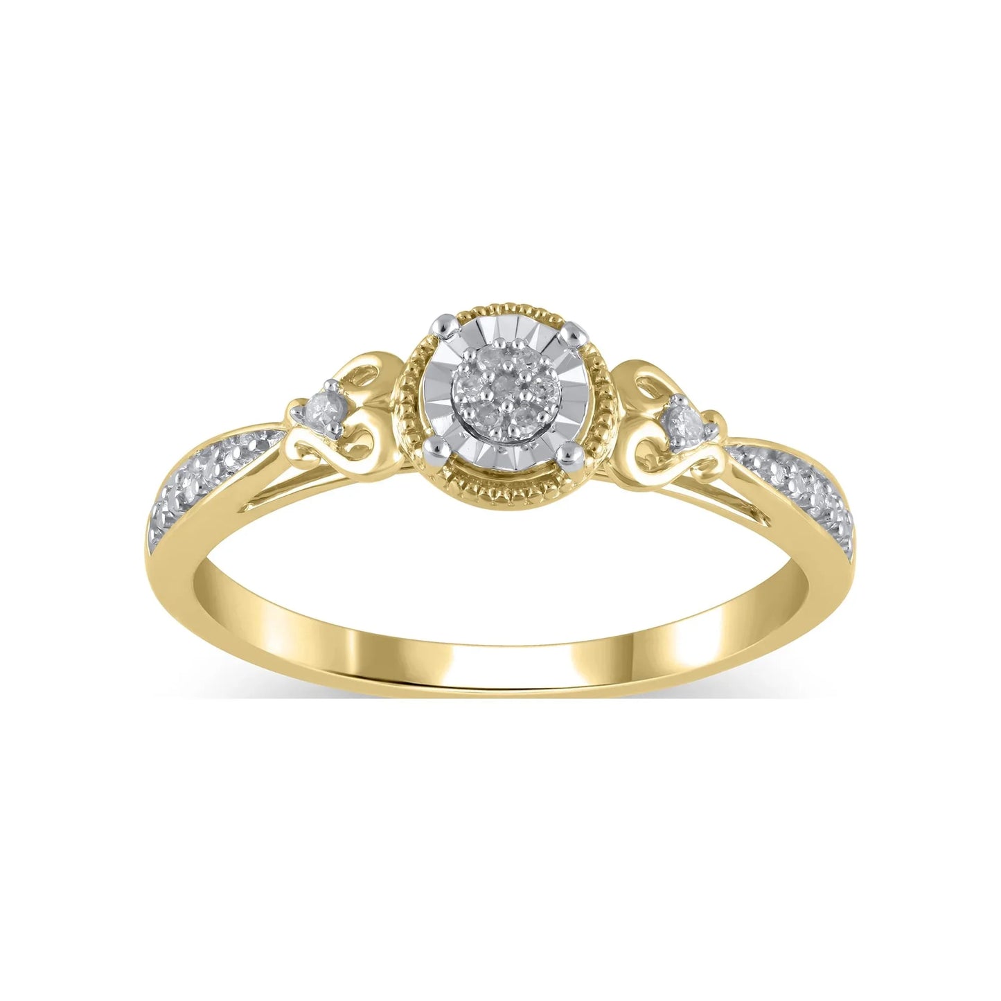 Diamond Accent (I3 clarity, I-J color) Hold My Hand Diamond Promise Ring in 10kt Yellow Gold, Size 8