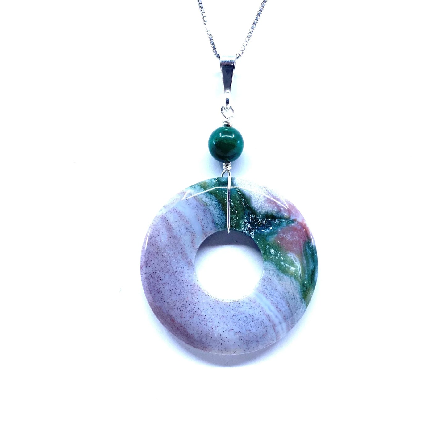 Gorgeous Natural Stone Sterling Silver Pendant Necklace