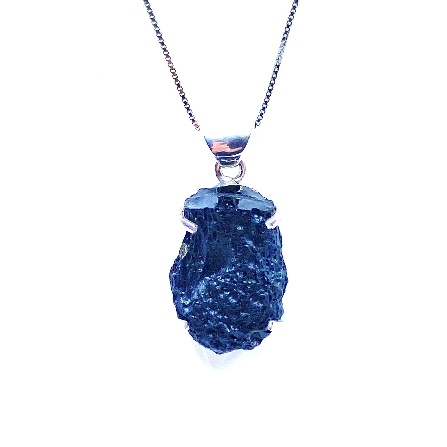 Historical Natural Tektite Stone Sterling Silver Statement Pendant