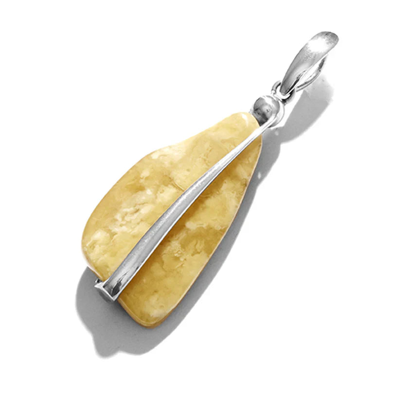 Stunning Large Butterscotch Baltic Amber Sterling Silver Statement Pendant
