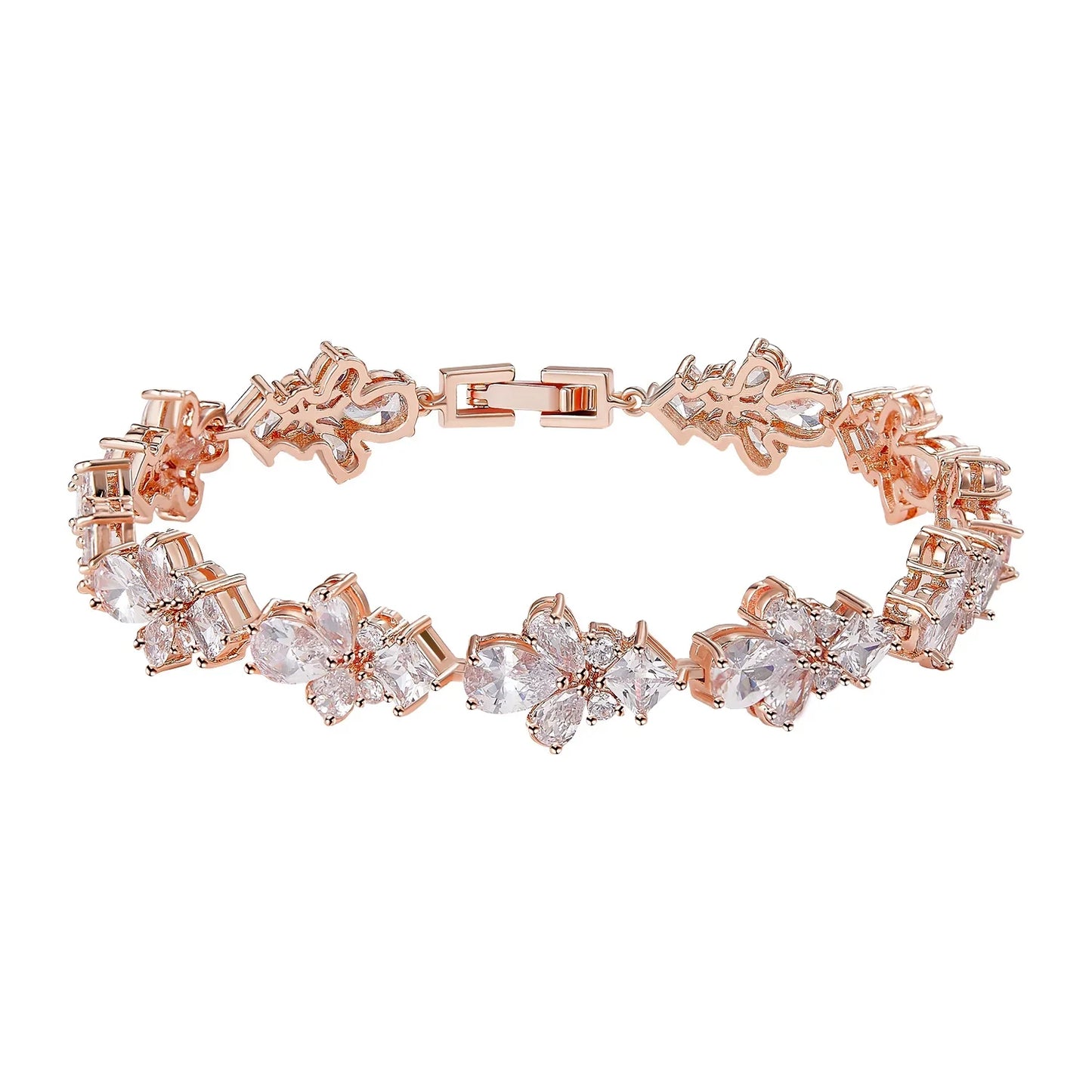 SWEETV Teardrop Cubic Zirconia Wedding Tennis Bracelets for Women, Crystal Rhinestone Bridal Bracelets for Brides, Bridesmaid