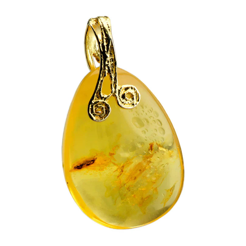 Designer Baltic Amber 18kt Gold Plated Sterling Silver Statement Pendant