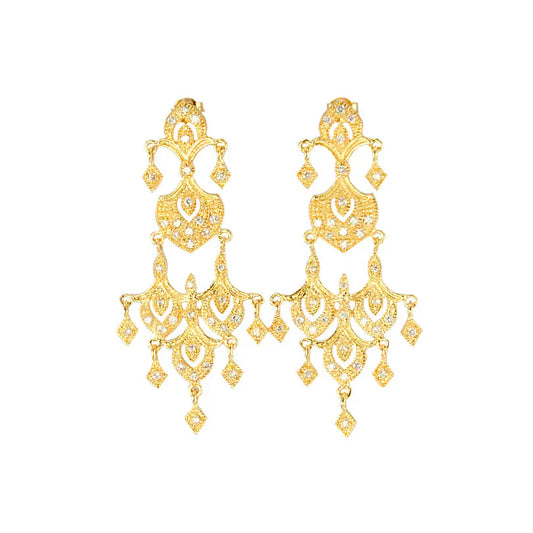 14kt Gold Plated Crystal Chandelier Earrings