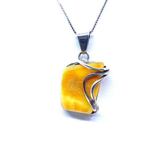 Polish Butterscotch Sterling Silver Amber Statement Pendant