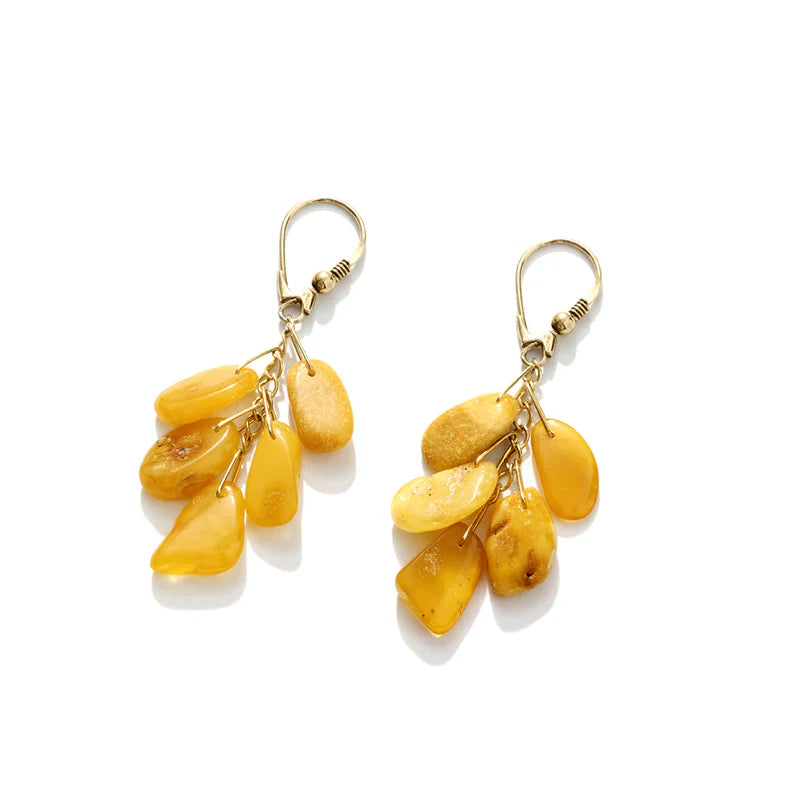 Lovely Golden Butterscotch Baltic Amber Gold Filled Lever-Back Hooks