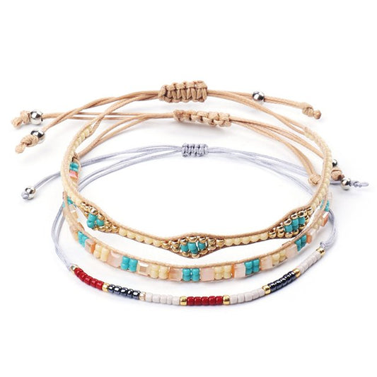 3pcs/Set Handmade Braid Bangles Bracelets Wrap Jewelry Bohemia Charm Bracelets